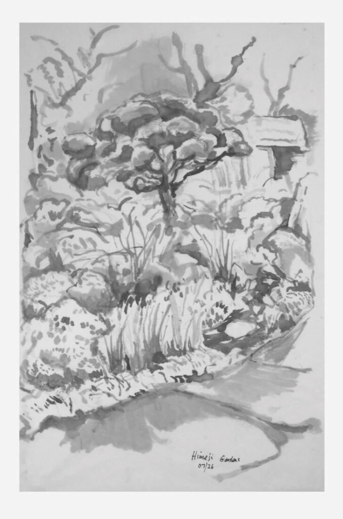 2026-07-07 - Tony - Himeji Gardens - sumi ink and rice paper