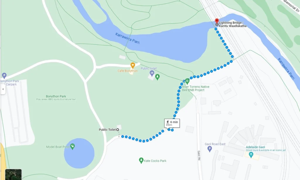 Bonython Park Rail Bridge - access map
