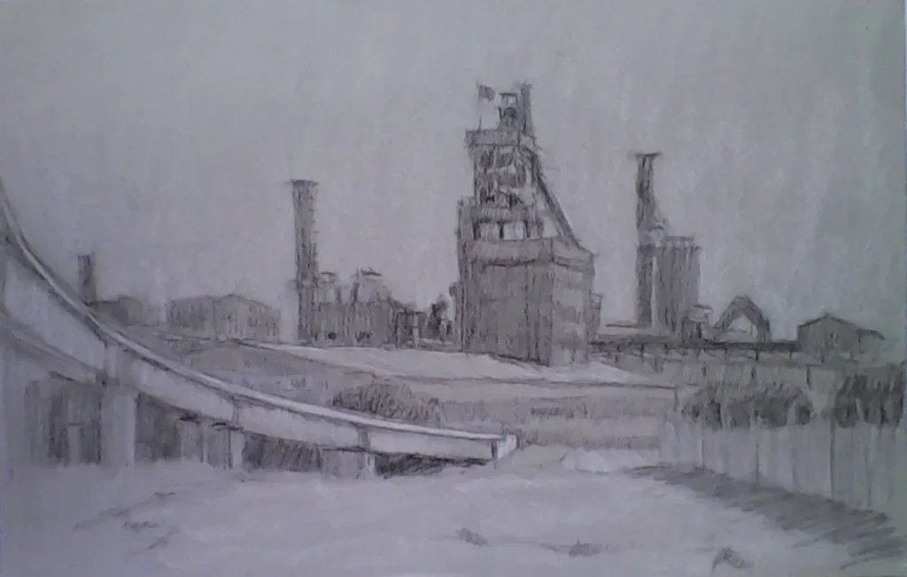 2023-06-16 - Margaret - Port River Expressway - Cement Factory, Birkenhead - charcoal