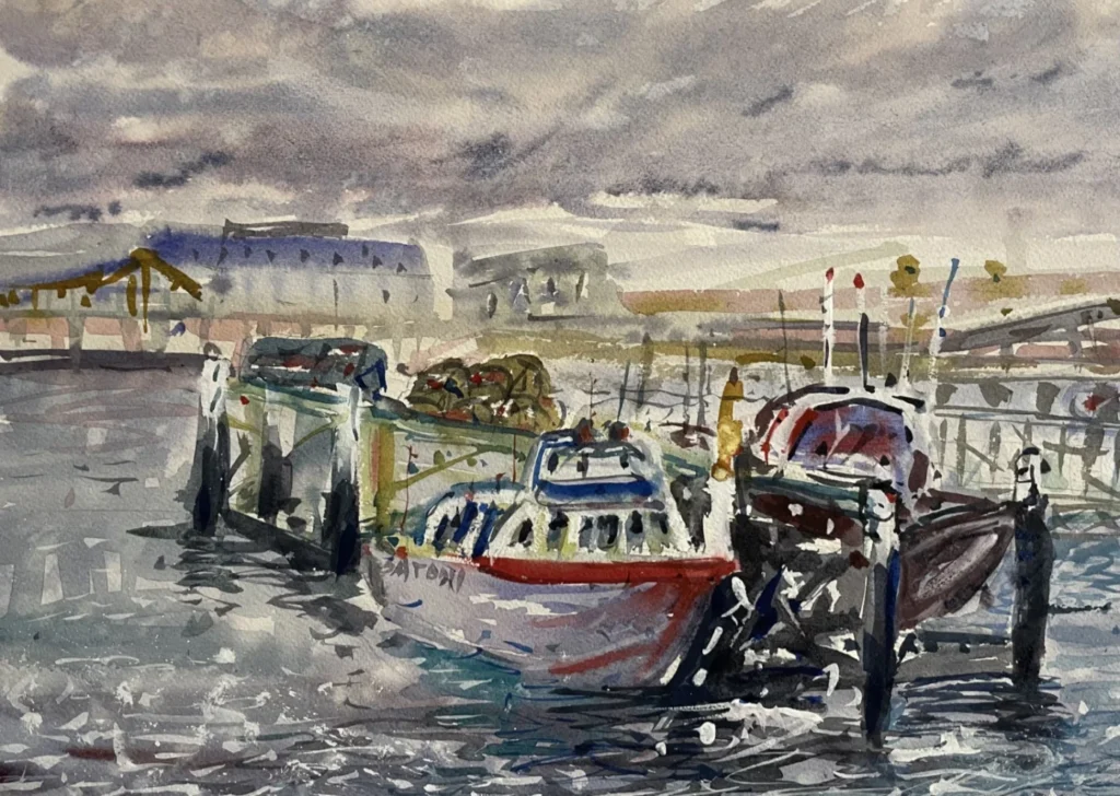 2023-03-03 - Peter - Port Adelaide wharf area - watercolour, gouache